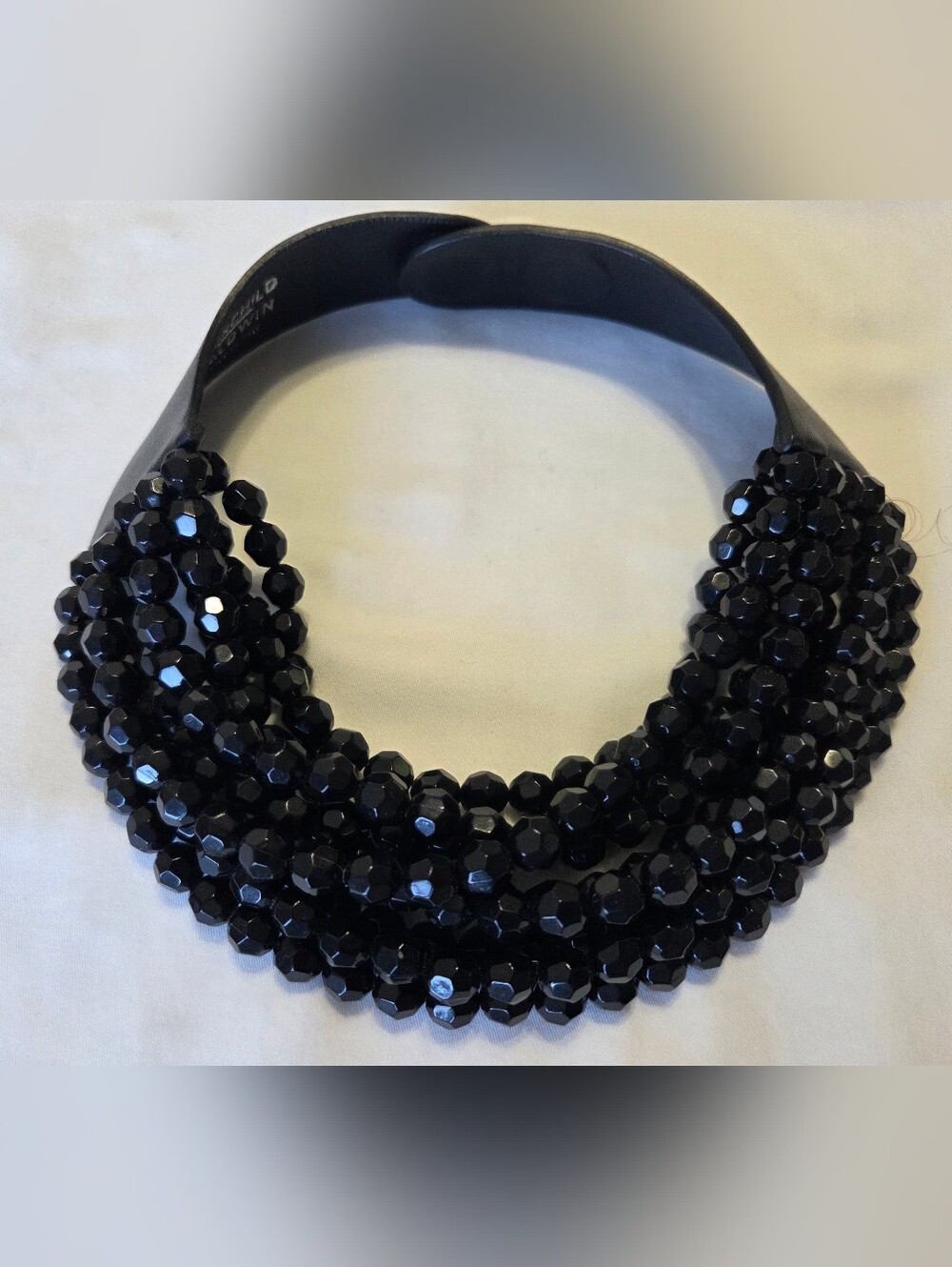 Fairchild Baldwin Black Multi-Strand Faceted Bead Collar Necklace